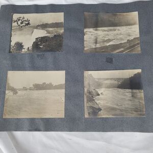 Antique Photos Set Of 9 On Scrapbook Page Niagara Falls Meise Belgium Bridge